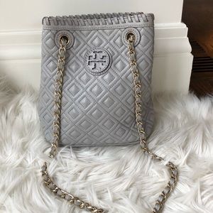 Tory Burch Grey Quilted Bucket Bag/Backpack